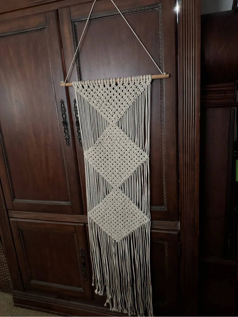 Handcrafted Cream Macramé Wall Hanging - Boho Home Wall Decor